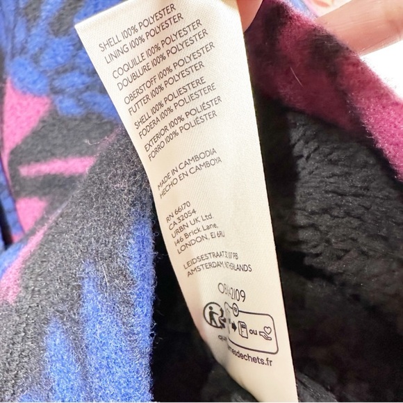 Free People This Love Black and Pink Floral Sherpa lined Coat - Picture 16 of 16